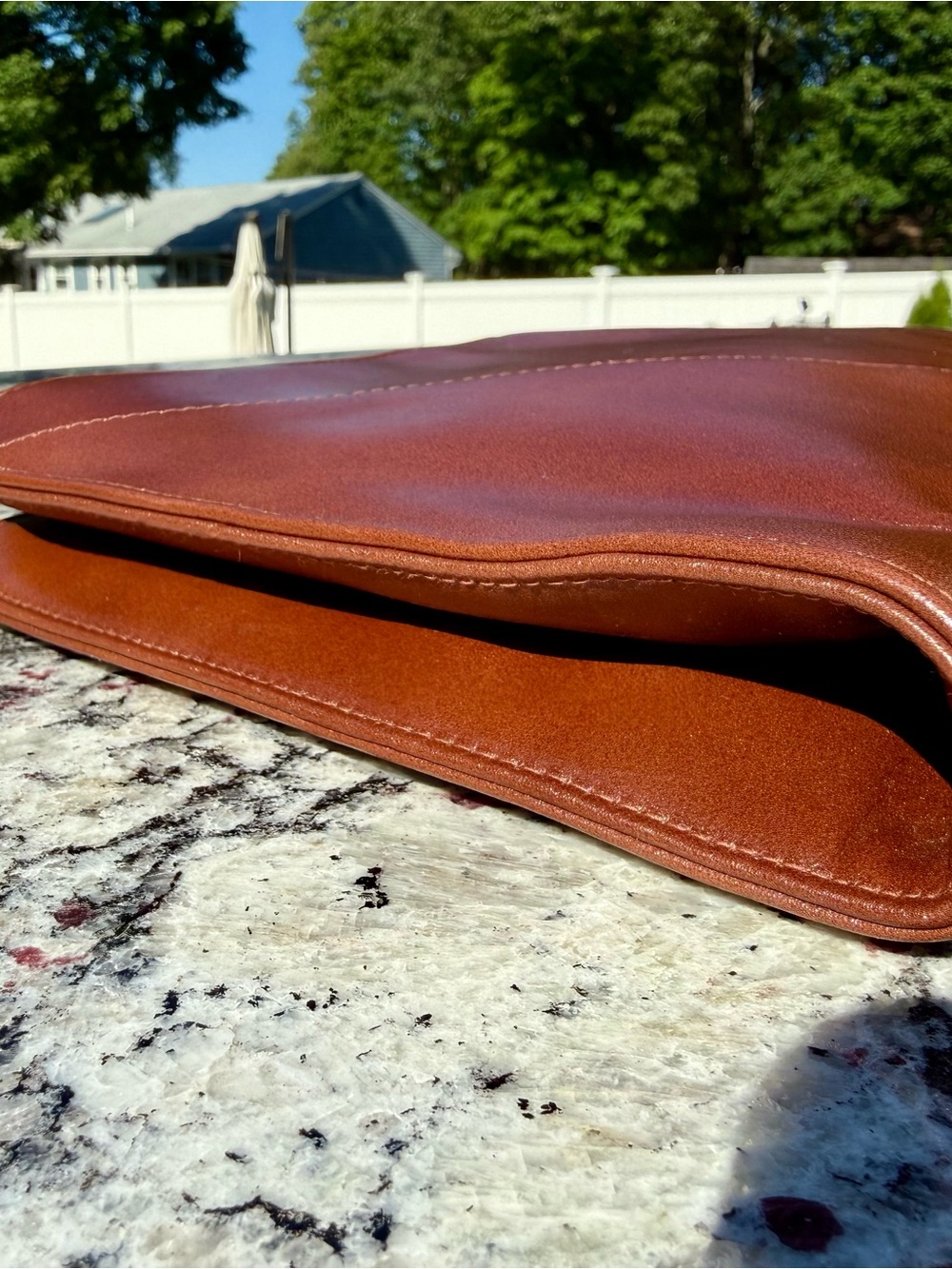 Brown Leather Envelope Clutch - Picture 3 of 8